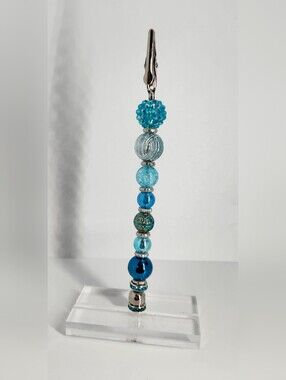 Blue Beaded Decorative Memo Clip